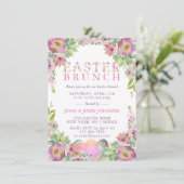 Elegante Watercolor Eggs Floral Ostern BRUNCH Einladung (Stehend Vorderseite)