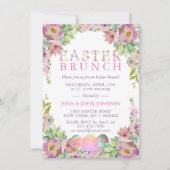 Elegante Watercolor Eggs Floral Ostern BRUNCH Einladung (Vorderseite)