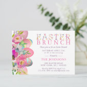 Elegante Watercolor Eggs Floral Ostern BRUNCH Einladung (Stehend Vorderseite)