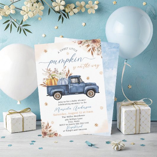 Elegante Watercolor ein süßer kleiner Kürbiskürbis Einladung