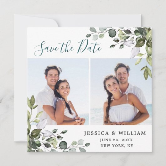 Elegante Watercolor Eucalyptus 2 FOTO Wedding Save The Date