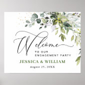 Elegante Watercolor Eucalyptus ENGAGEMENT PARTY Poster (Vorne)