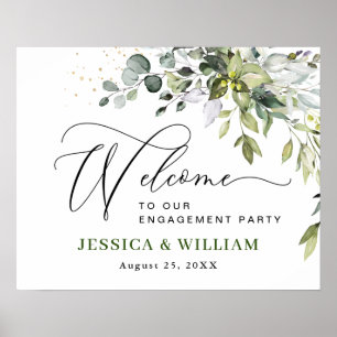 Elegante Watercolor Eucalyptus ENGAGEMENT PARTY Poster