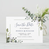 Elegante Watercolor Eucalyptus Floral Wedding Save The Date (Stehend Vorderseite)