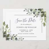Elegante Watercolor Eucalyptus Floral Wedding Save The Date (Vorne/Hinten)