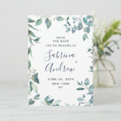 Elegante Watercolor Eucalyptus Floral Wedding Save The Date (Stehend Vorderseite)