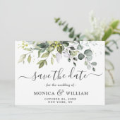 Elegante Watercolor Eucalyptus Floral Wedding Save The Date (Stehend Vorderseite)