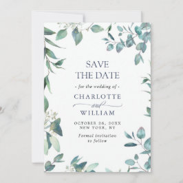Elegante Watercolor Eucalyptus Floral Wedding Save The Date