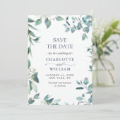 Elegante Watercolor Eucalyptus Floral Wedding Save The Date (Stehend Vorderseite)