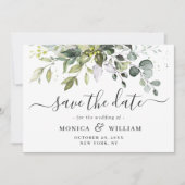 Elegante Watercolor Eucalyptus Floral Wedding Save The Date (Vorderseite)