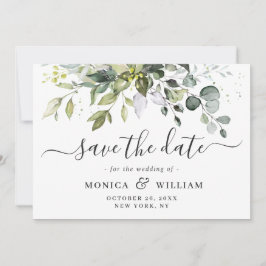 Elegante Watercolor Eucalyptus Floral Wedding Save The Date