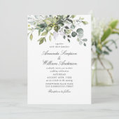 Elegante Watercolor Eucalyptus Foto QR Wedding Einladung (Stehend Vorderseite)