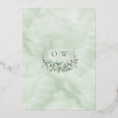 Elegante Watercolor Eucalyptus Gold Hochzeit Folieneinladung (Rückseite)