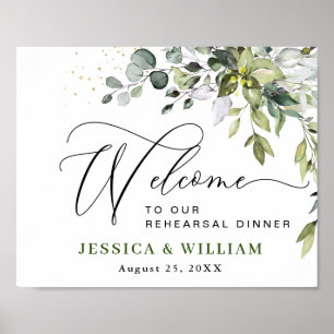 Elegante Watercolor Eucalyptus PROBE DINNER Poster
