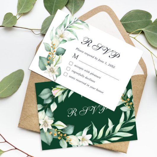 Elegante Watercolor Eucalyptus RSVP-Karte RSVP Karte