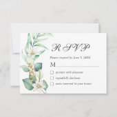Elegante Watercolor Eucalyptus RSVP-Karte RSVP Karte (Vorderseite)