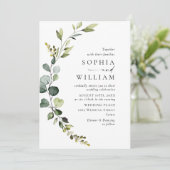 Elegante Watercolor Eucalyptus Wedding QR Code Einladung (Stehend Vorderseite)