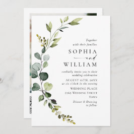 Elegante Watercolor Eucalyptus Wedding QR Code Einladung