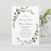 Elegante Watercolor Eucalyptus Wedding QR Code Einladung (Stehend Vorderseite)