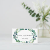 Elegante Watercolor Eucalyptus Wreath Visitenkarte (Stehend Vorderseite)