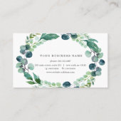 Elegante Watercolor Eucalyptus Wreath Visitenkarte (Rückseite)