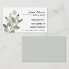 Elegante Watercolor Eukalyptus Blätter Feminine Visitenkarte