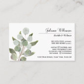 Elegante Watercolor Eukalyptus Blätter Feminine Visitenkarte (Vorderseite)