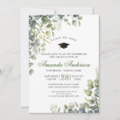 Elegante Watercolor Eukalyptus Graduation Party Einladung (Vorderseite)