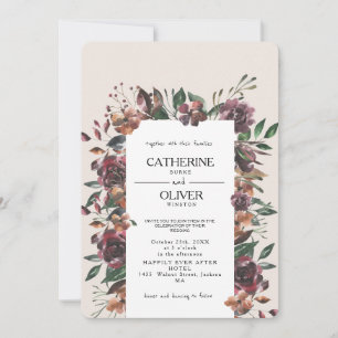 Elegante Watercolor Fall Blume Frame Ecru Wedding Einladung