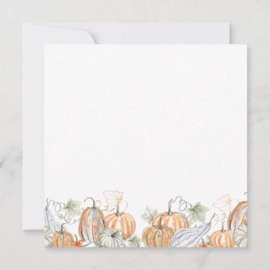 Elegante Watercolor Fall Pumpkin Baby Shower Einladung (Rückseite)