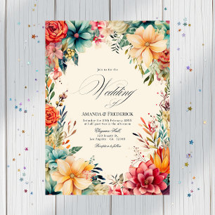 Elegante Watercolor Fiesta Wedding mit QR Code Einladung