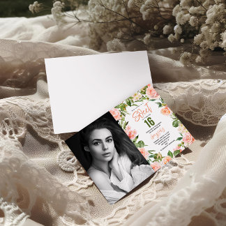 Elegante Watercolor Floral 16 . Geburtstag Einladung