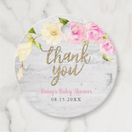 Elegante Watercolor Floral Baby Shower Geschenkanhänger