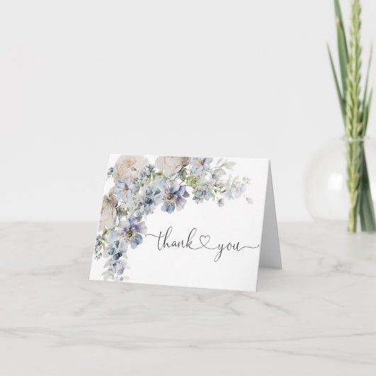 Elegante Watercolor Floral Baby Shower Vielen Dank (Vorderseite)