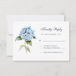 Elegante Watercolor Floral Blue Hydrangea Wedding RSVP Karte