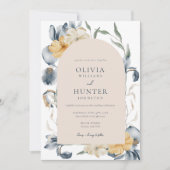 Elegante Watercolor Floral Blue Wedding Einladung (Vorderseite)