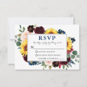 Elegante Watercolor Floral Blue Wedding RSVP (Vorderseite)