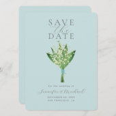 Elegante Watercolor Floral Bouquet Wedding Save The Date (Vorne/Hinten)