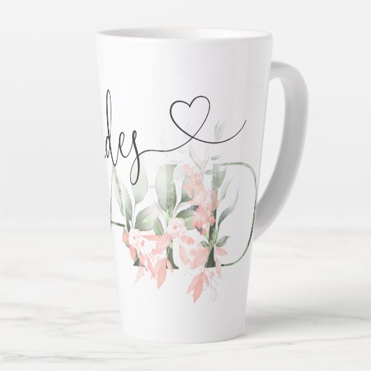 Elegante Watercolor Floral Bridesmaid Latte Tasse (Rechte Ecke)