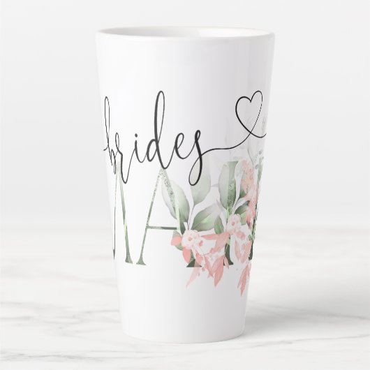 Elegante Watercolor Floral Bridesmaid Latte Tasse (Vorderseite)
