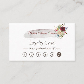 Elegante Watercolor Floral Burgund Loyalität Karte