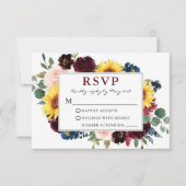 Elegante Watercolor Floral Burgundy Wedding RSVP (Vorderseite)