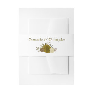 Elegante Watercolor Floral Gold & Gelbe Hochzeit Einladungsbanderole