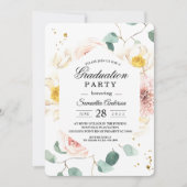 Elegante Watercolor Floral Graduation Party Einladung (Vorderseite)