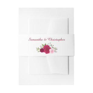Elegante Watercolor Floral Magenta & Pink Hochzeit Einladungsbanderole