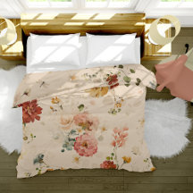 Elegante Watercolor Floral Peonies Duvet Cover