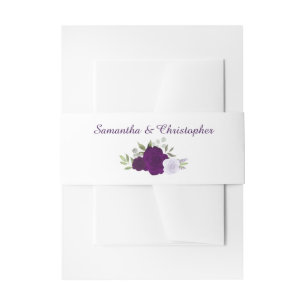 Elegante Watercolor Floral Pflaume Lila Hochzeit Einladungsbanderole