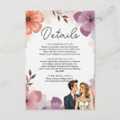 Elegante Watercolor Floral Romantische Paarhochzei Begleitkarte (Vorderseite)