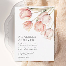 Elegante Watercolor Floral Tulip Hochzeit Einladung