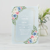 Elegante Watercolor Floral Wedding Card Einladung (Stehend Vorderseite)